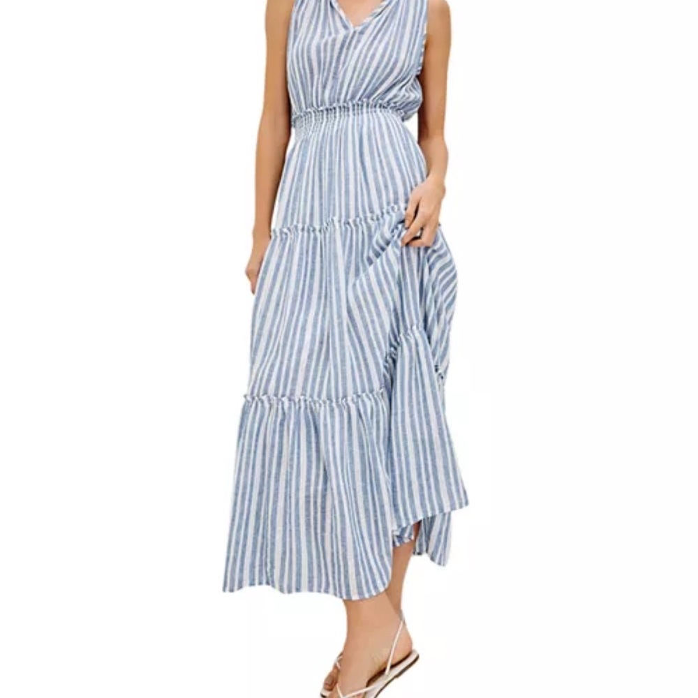 Rails Blue and White Striped Maxi Dress